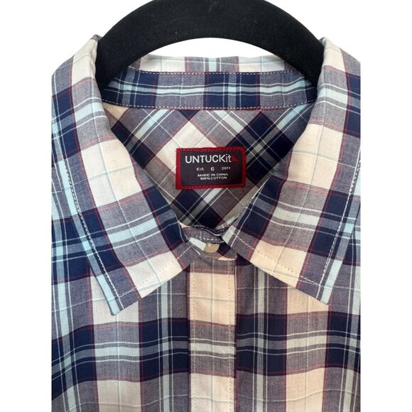 2/$30 NWT Untuckit Size 6 Women’s Sorbo Blue & White Plaid Long-Sleeved - Picture 4 of 15
